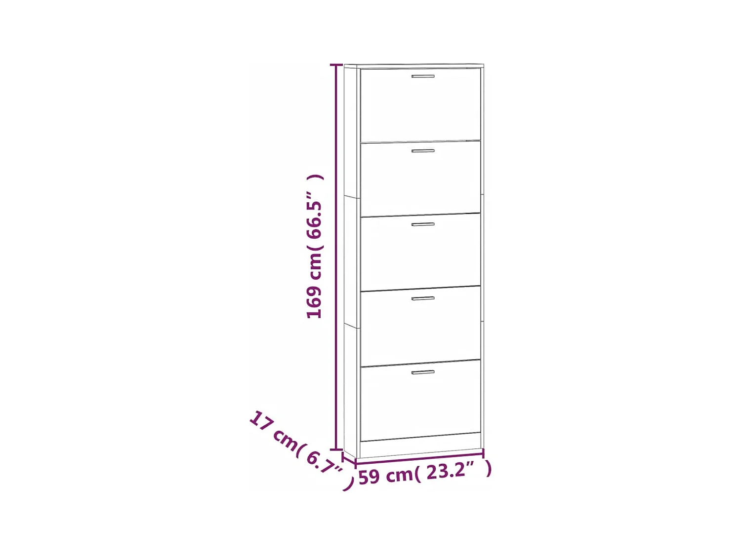 Armoire à chaussures Chêne fumé 59x17x169 cm Bois d'ingénierie