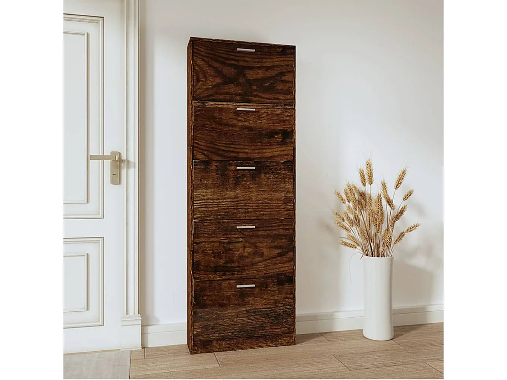 Scarpiera in rovere affumicato 59x17x169 cm in legno ingegnerizzato
