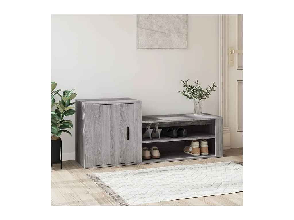 Sonoma grijze schoenenkast 130x35x54 cm Technisch hout