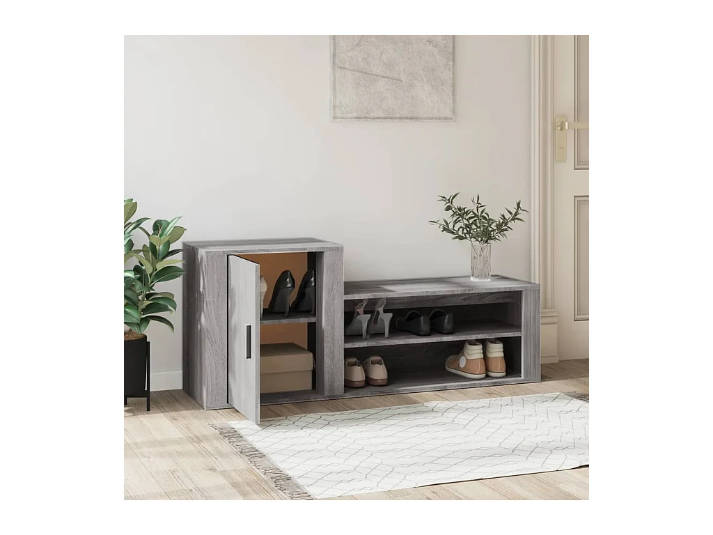 Sonoma grijze schoenenkast 130x35x54 cm Technisch hout