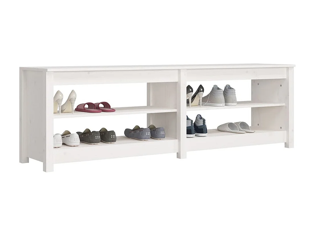 Banco zapatero blanco 160x36,5x50 cm Madera maciza de pino