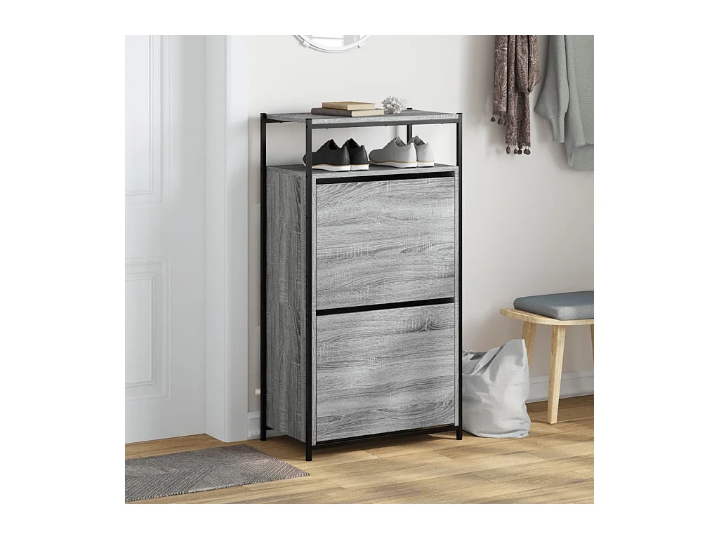 Armoire à chaussures Sonoma gris 60x34x112 cm Bois d'ingénierie