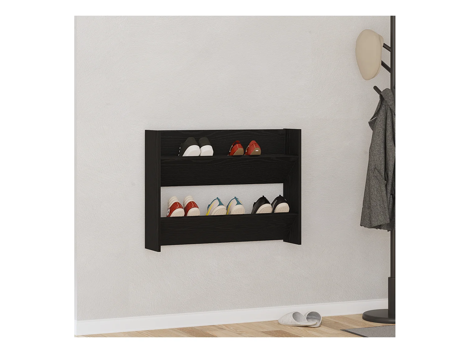 Cabinets à chaussures muraux Chêne noir 60 x 18 x 60 cm