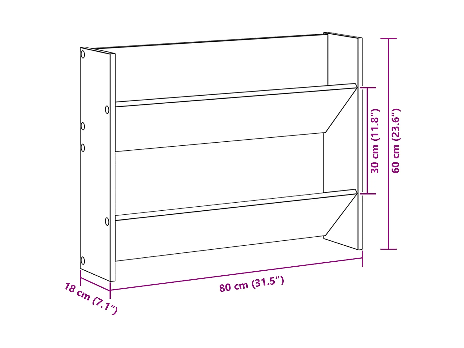 Cabinets à chaussures muraux Chêne noir 60 x 18 x 60 cm