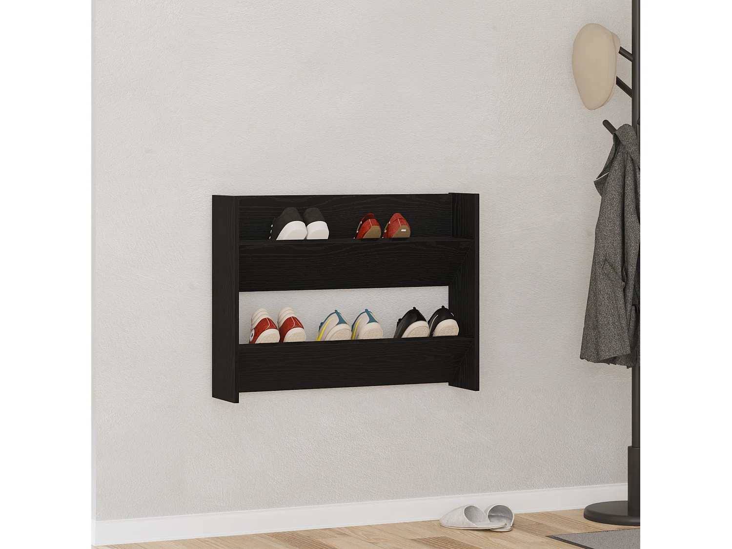 Cabinets à chaussures muraux Chêne noir 60 x 18 x 60 cm