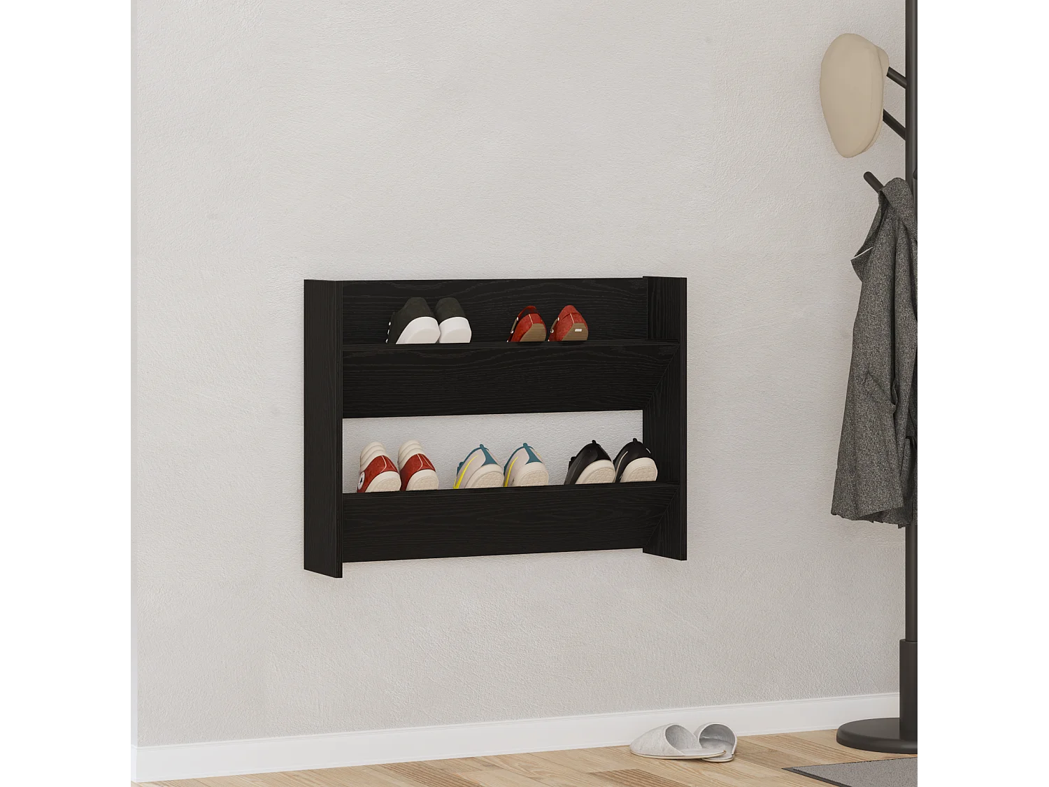 Cabinets à chaussures muraux Chêne noir 60 x 18 x 60 cm