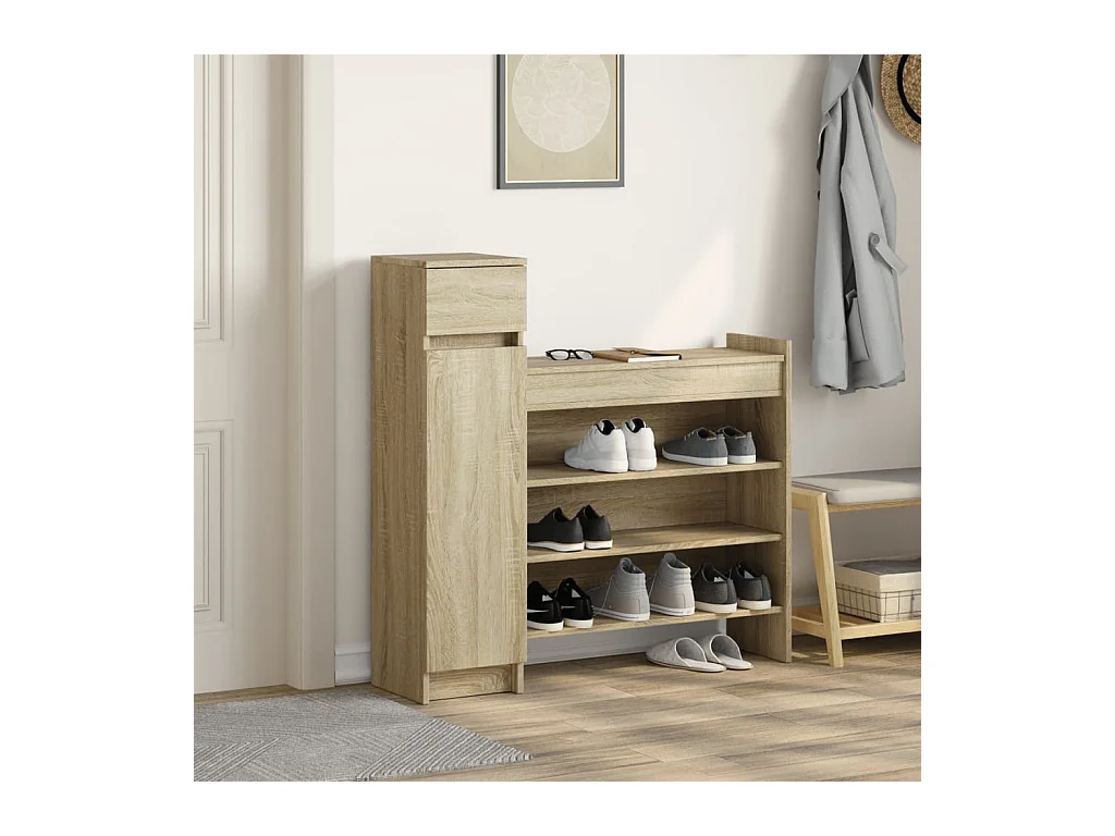 Armoire à chaussures chêne sonoma bois d'ingénierie