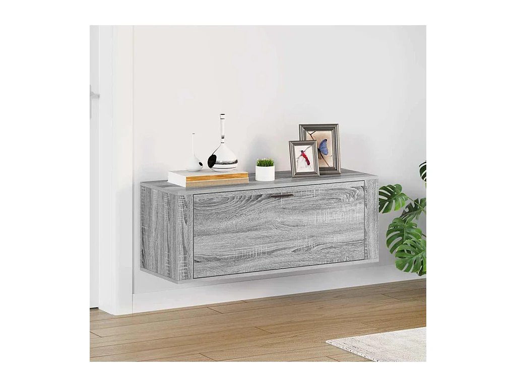 Armoire à chaussures murale Sonoma gris 100x35x38 cm