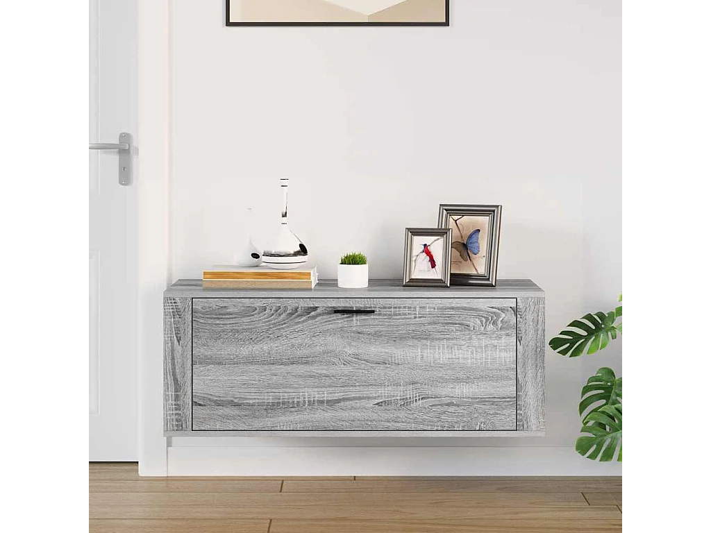 Armoire à chaussures murale Sonoma gris 100x35x38 cm