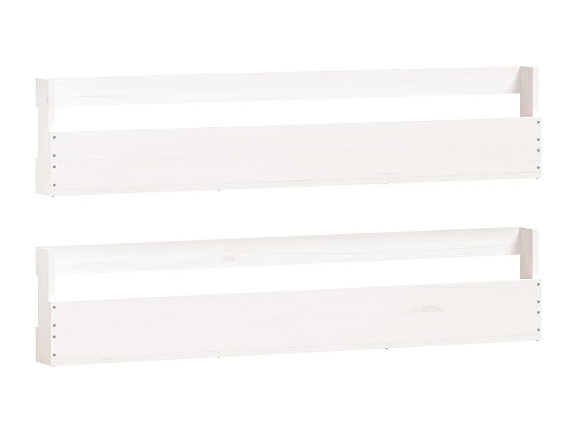 Zapatero de pared 2 uds Blanco 110x9x23cm Pino macizo