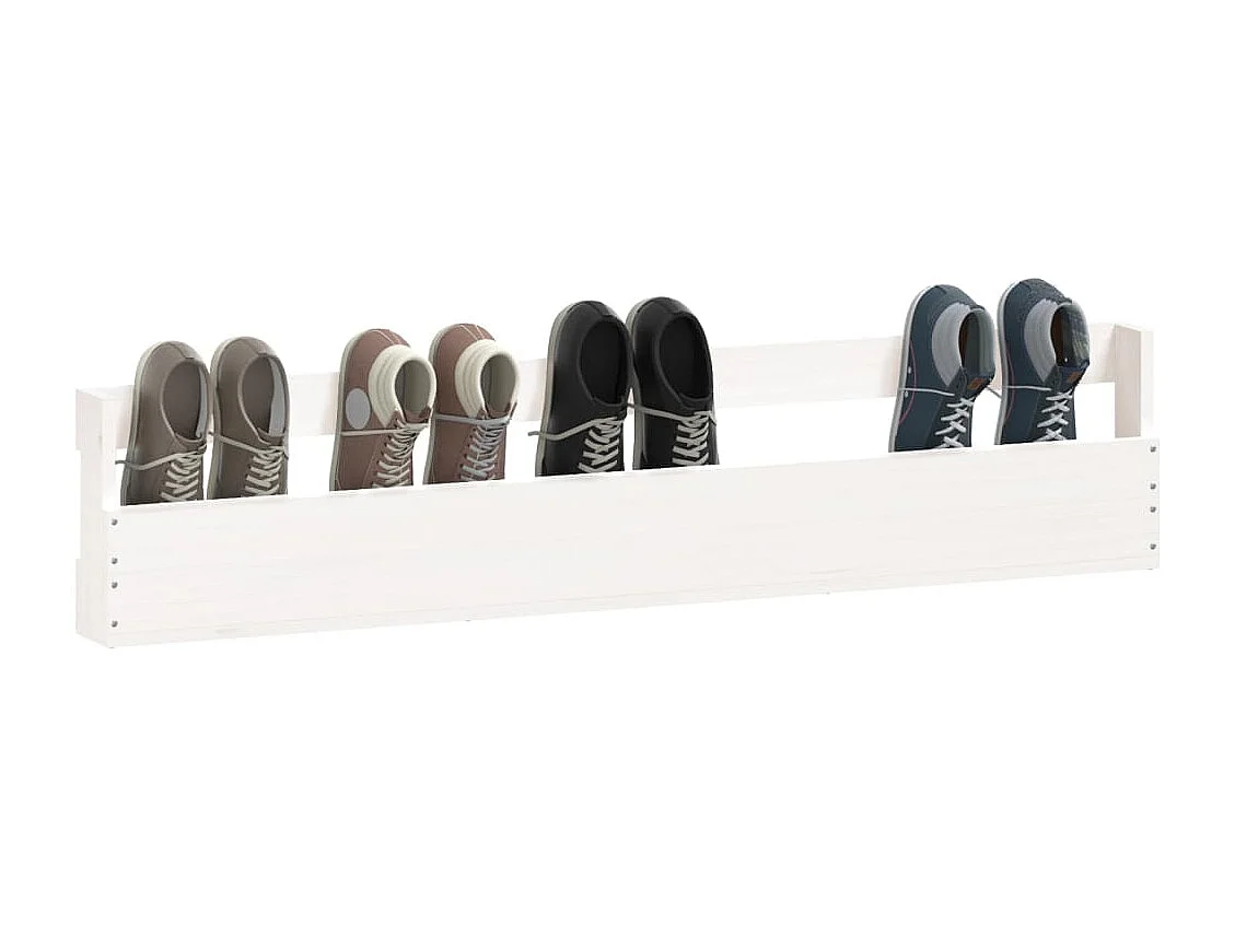 Zapatero de pared 2 uds Blanco 110x9x23cm Pino macizo
