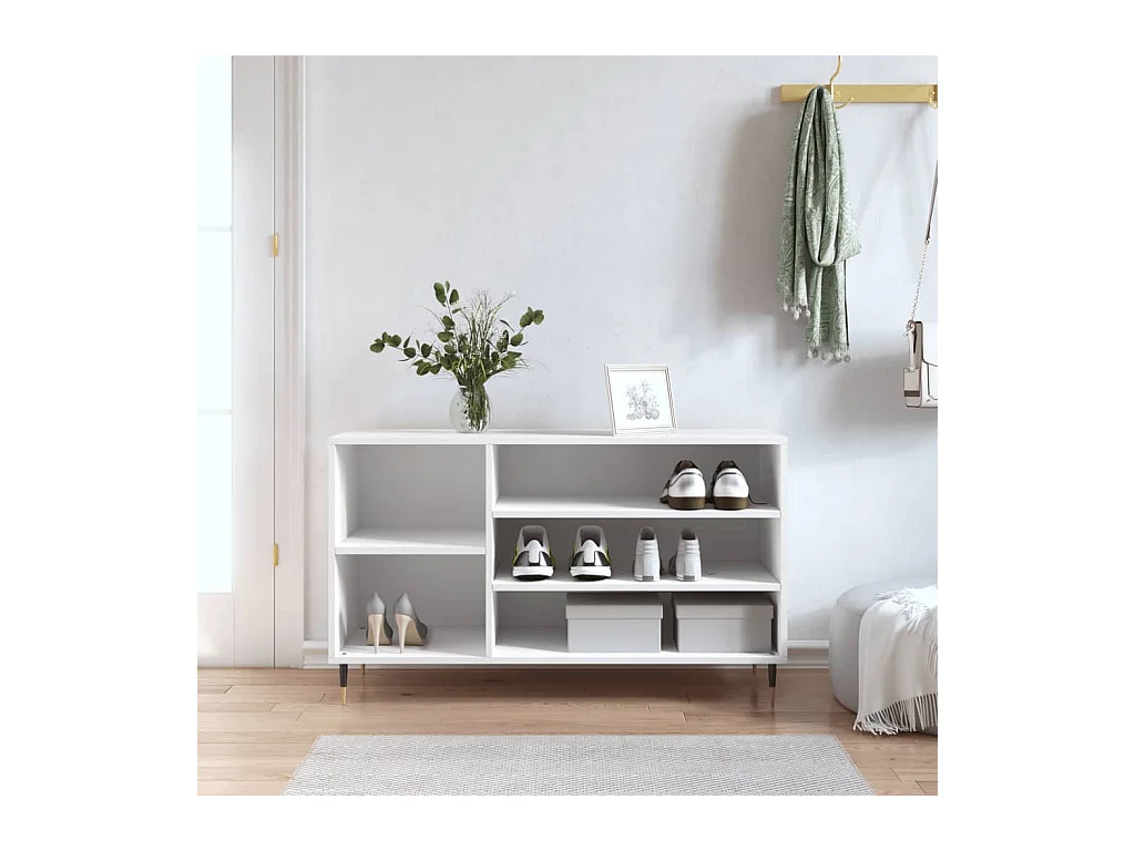 Weißer Schuhschrank 102x36x60 cm Holzwerkstoff