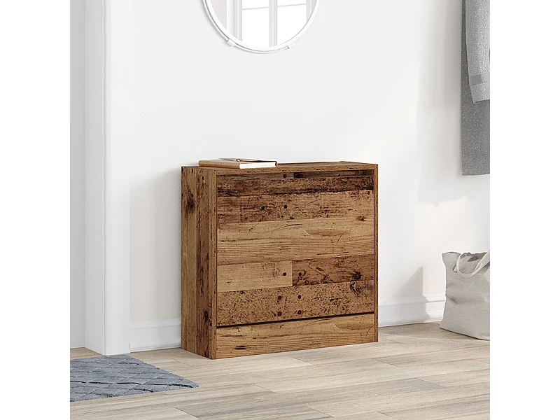 Cabinet à chaussures en vieux bois 60x21x57 cm en bois technique