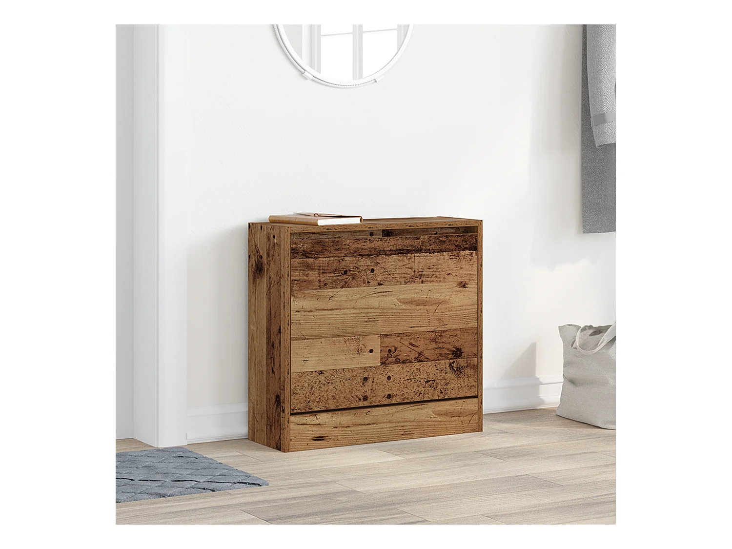 Cabinet à chaussures en vieux bois 60x21x57 cm en bois technique