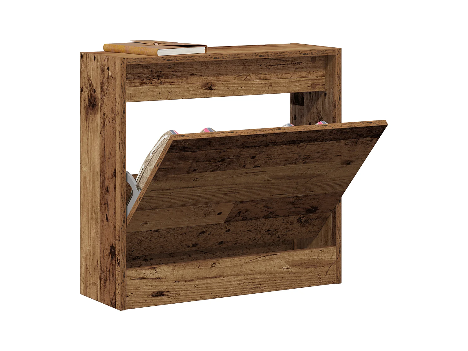 Cabinet à chaussures en vieux bois 60x21x57 cm en bois technique