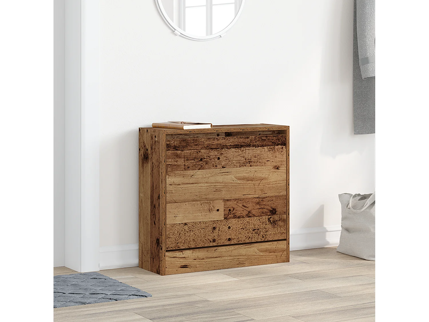 Cabinet à chaussures en vieux bois 60x21x57 cm en bois technique