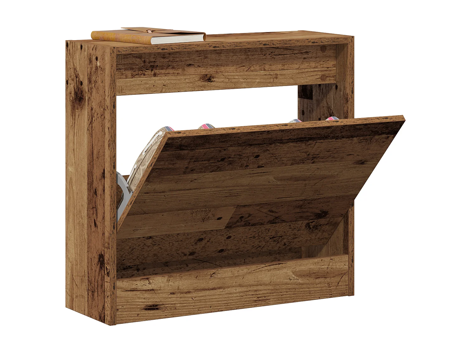 Cabinet à chaussures en vieux bois 60x21x57 cm en bois technique