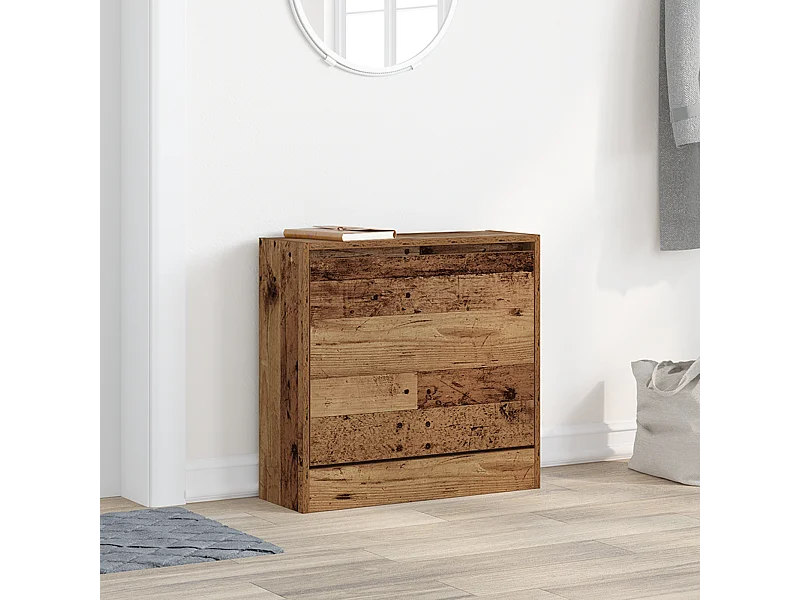 Cabinet à chaussures en vieux bois 60x21x57 cm en bois technique