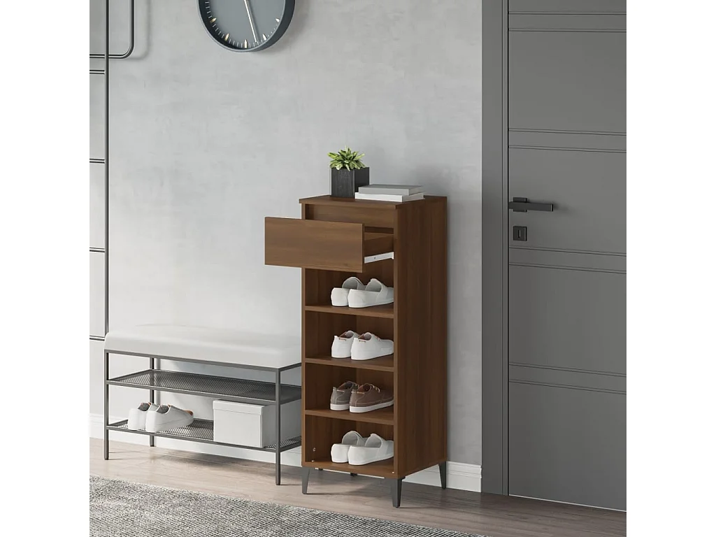 Zapatero Roble marrón 40x36x105 cm Madera de ingeniería
