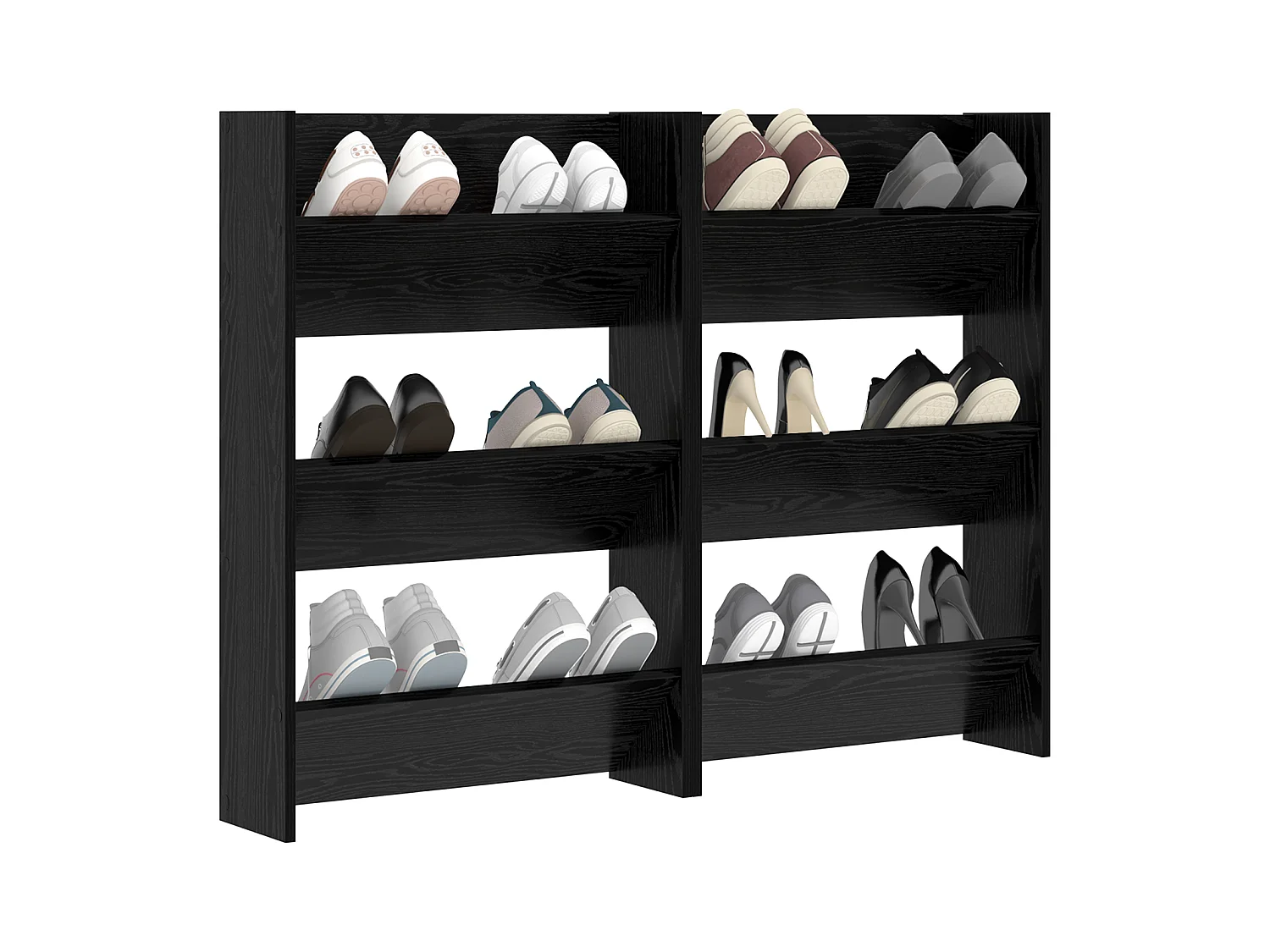 Cabinets à chaussures muraux 2 pcs Chêne noir 60 x 18 x 60 cm
