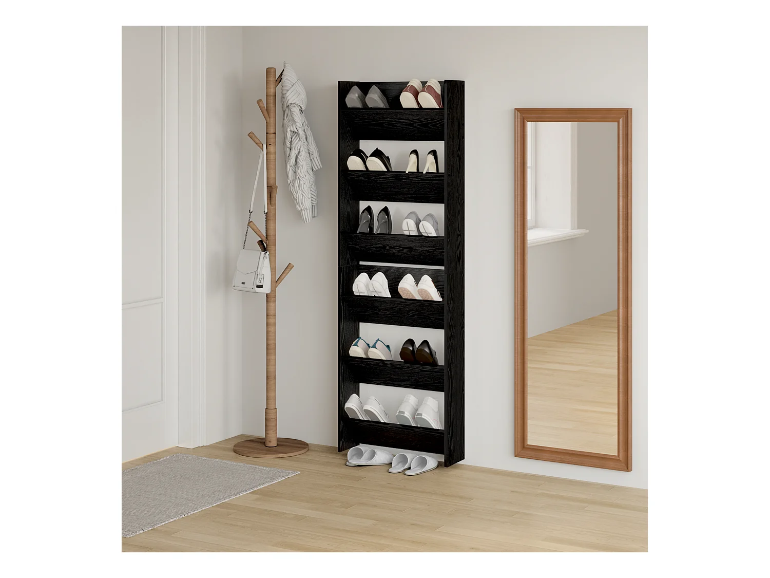 Cabinets à chaussures muraux 2 pcs Chêne noir 60 x 18 x 60 cm