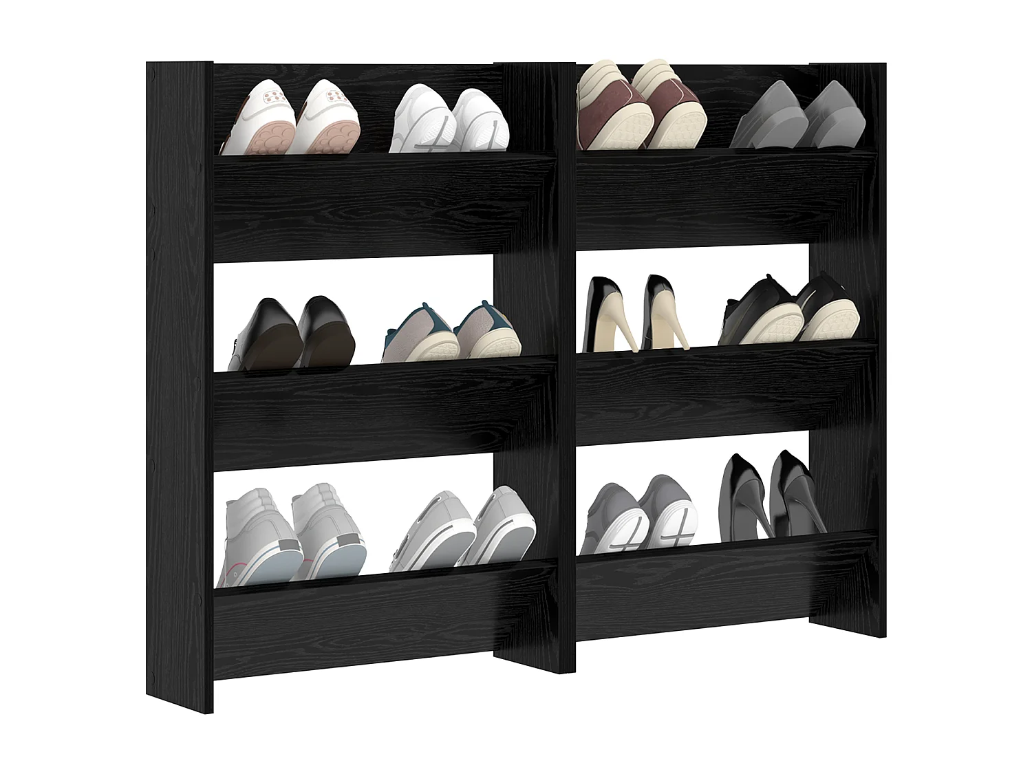Cabinets à chaussures muraux 2 pcs Chêne noir 60 x 18 x 60 cm