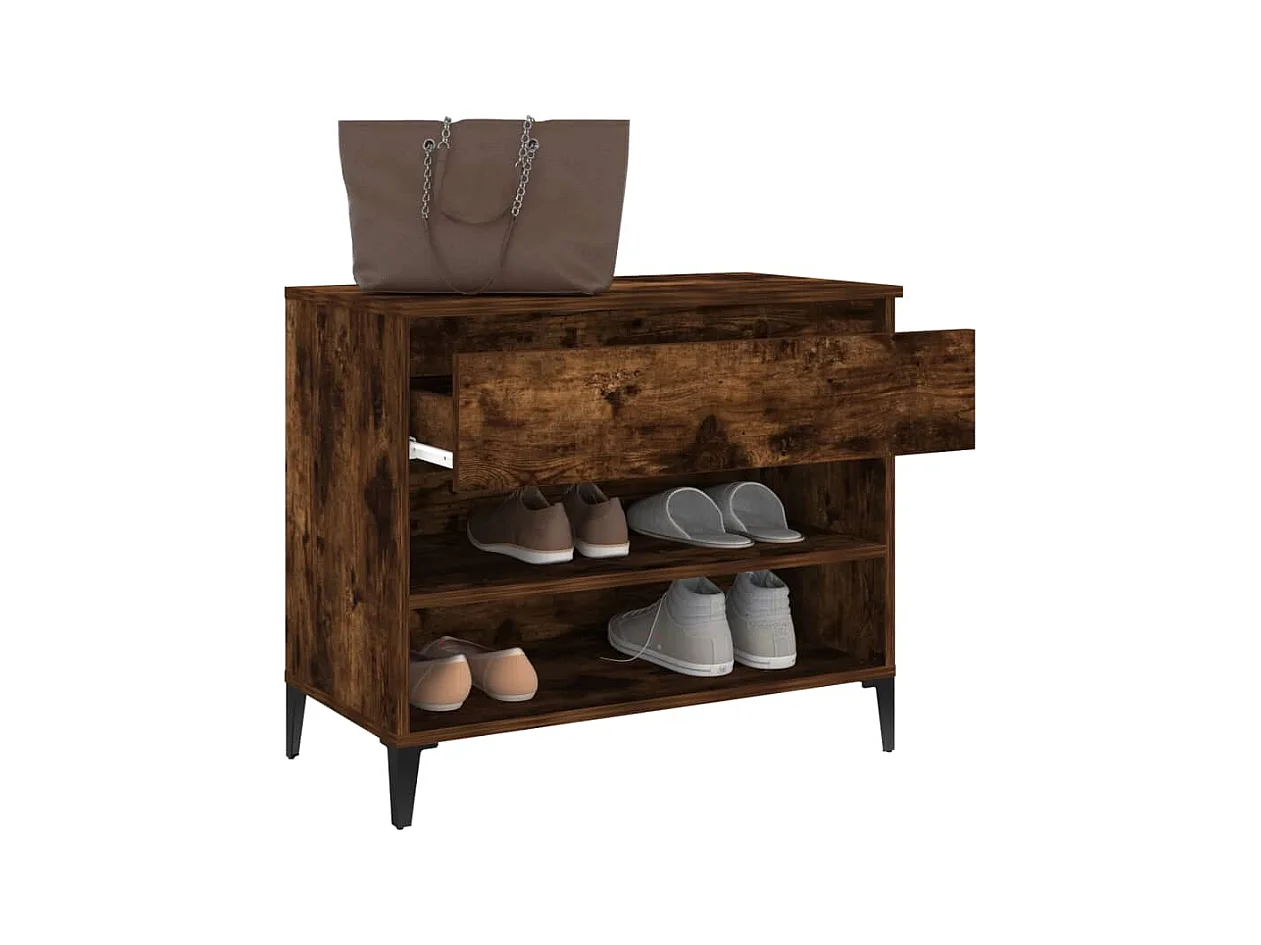 Armoire à chaussures Chêne fumé 70x36x60 cm Bois d'ingénierie