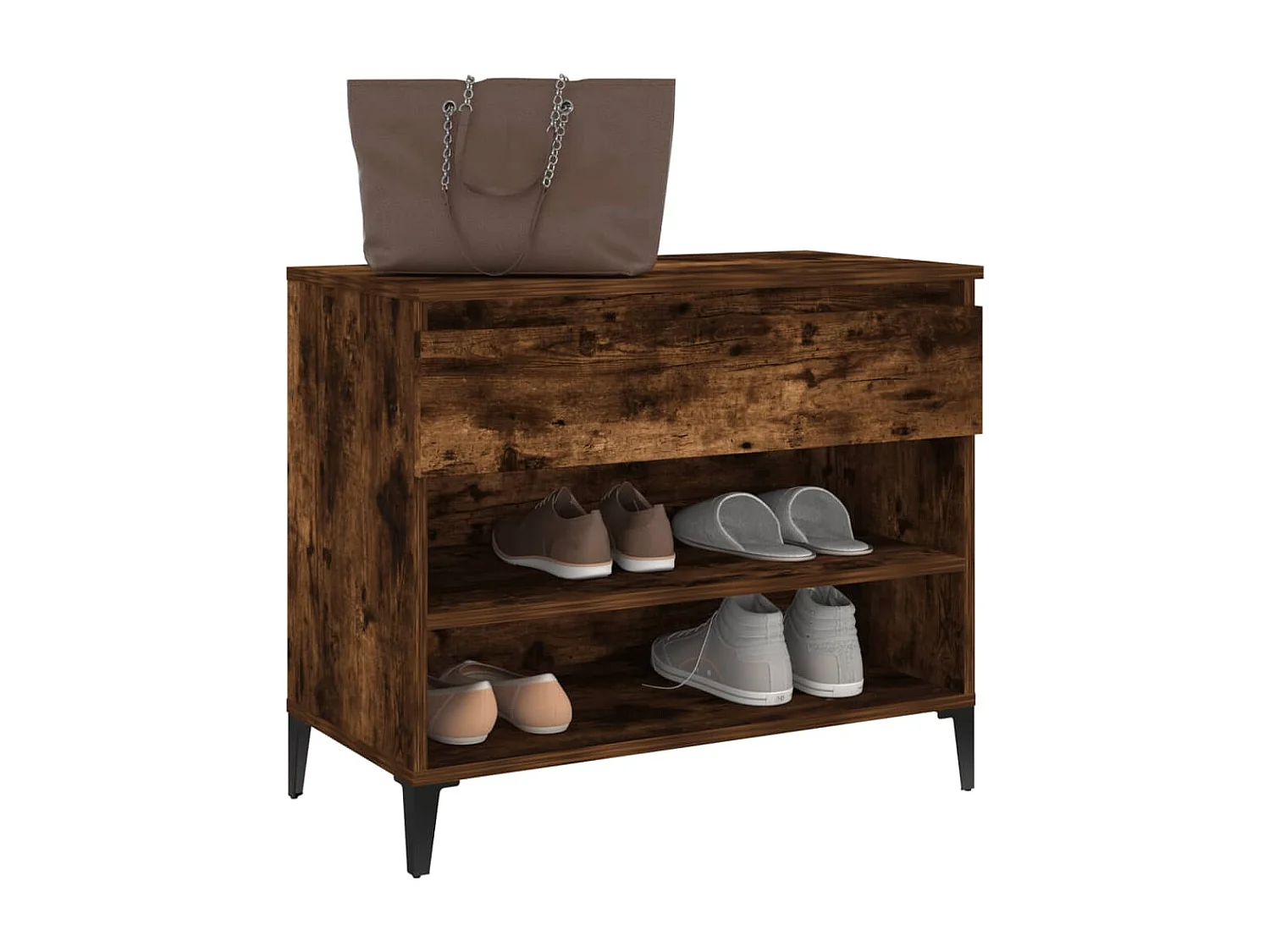 Schuhschrank aus geräucherter Eiche, 70 x 36 x 60 cm, Holzwerkstoff