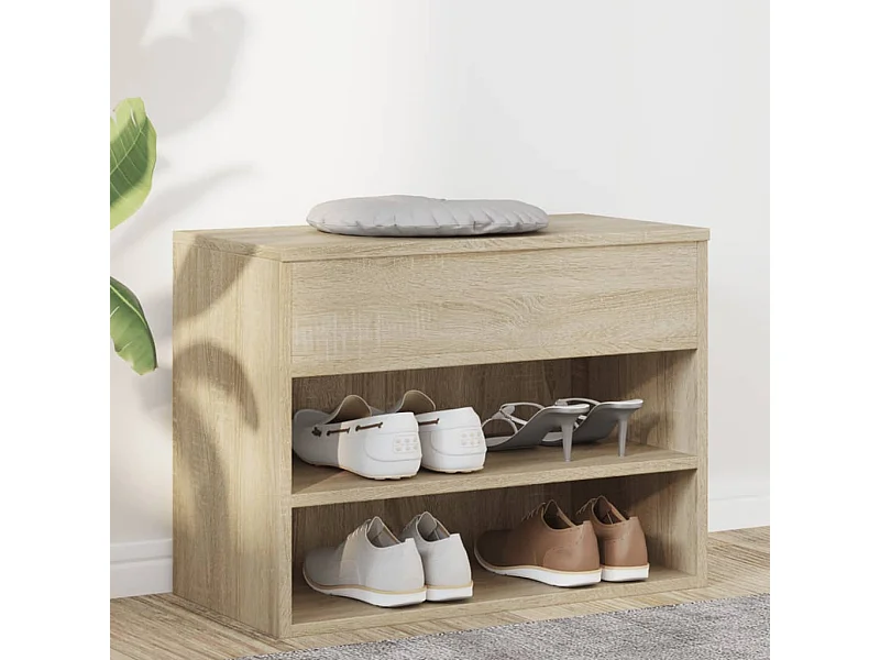 Panca portascarpe in rovere Sonoma 60x30x45 cm in legno ingegnerizzato