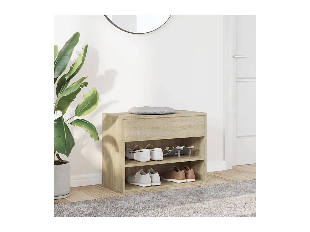Panca portascarpe in rovere Sonoma 60x30x45 cm in legno ingegnerizzato
