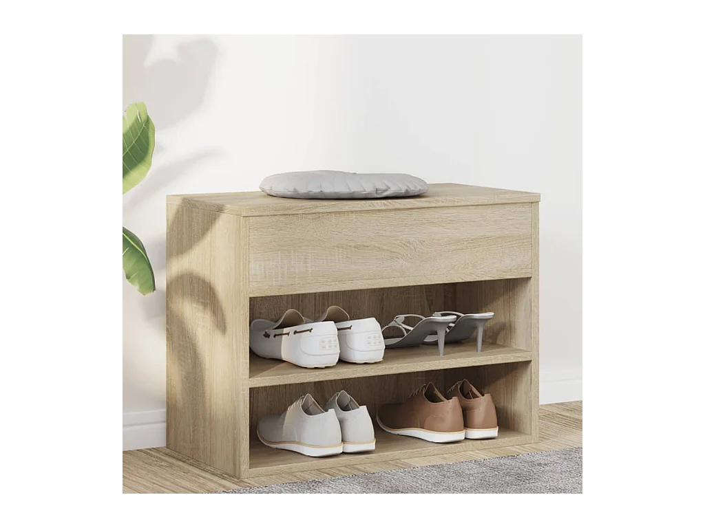 Panca portascarpe in rovere Sonoma 60x30x45 cm in legno ingegnerizzato
