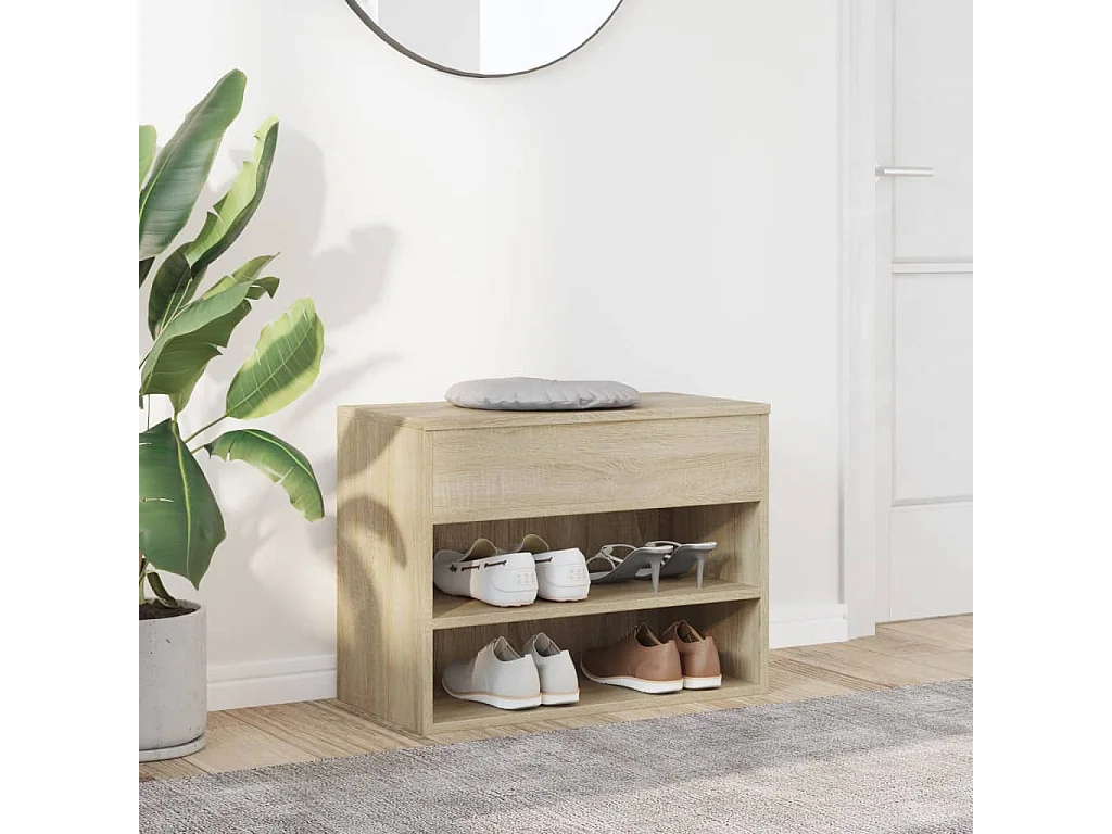 Panca portascarpe in rovere Sonoma 60x30x45 cm in legno ingegnerizzato