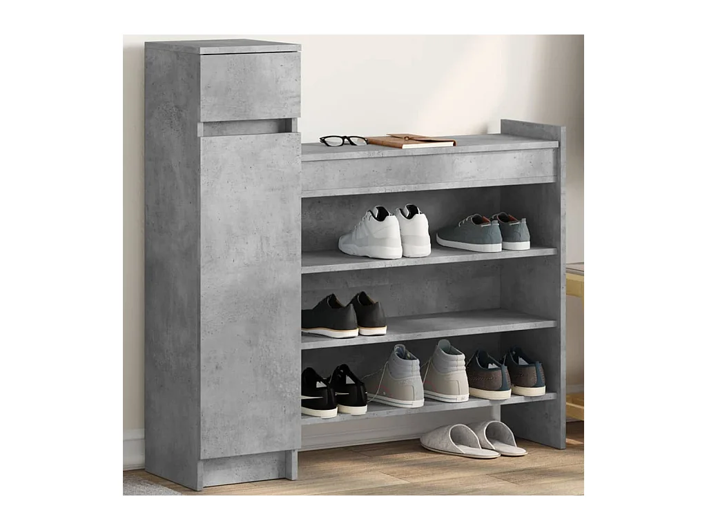 Armoire à chaussures gris béton bois d'ingénierie