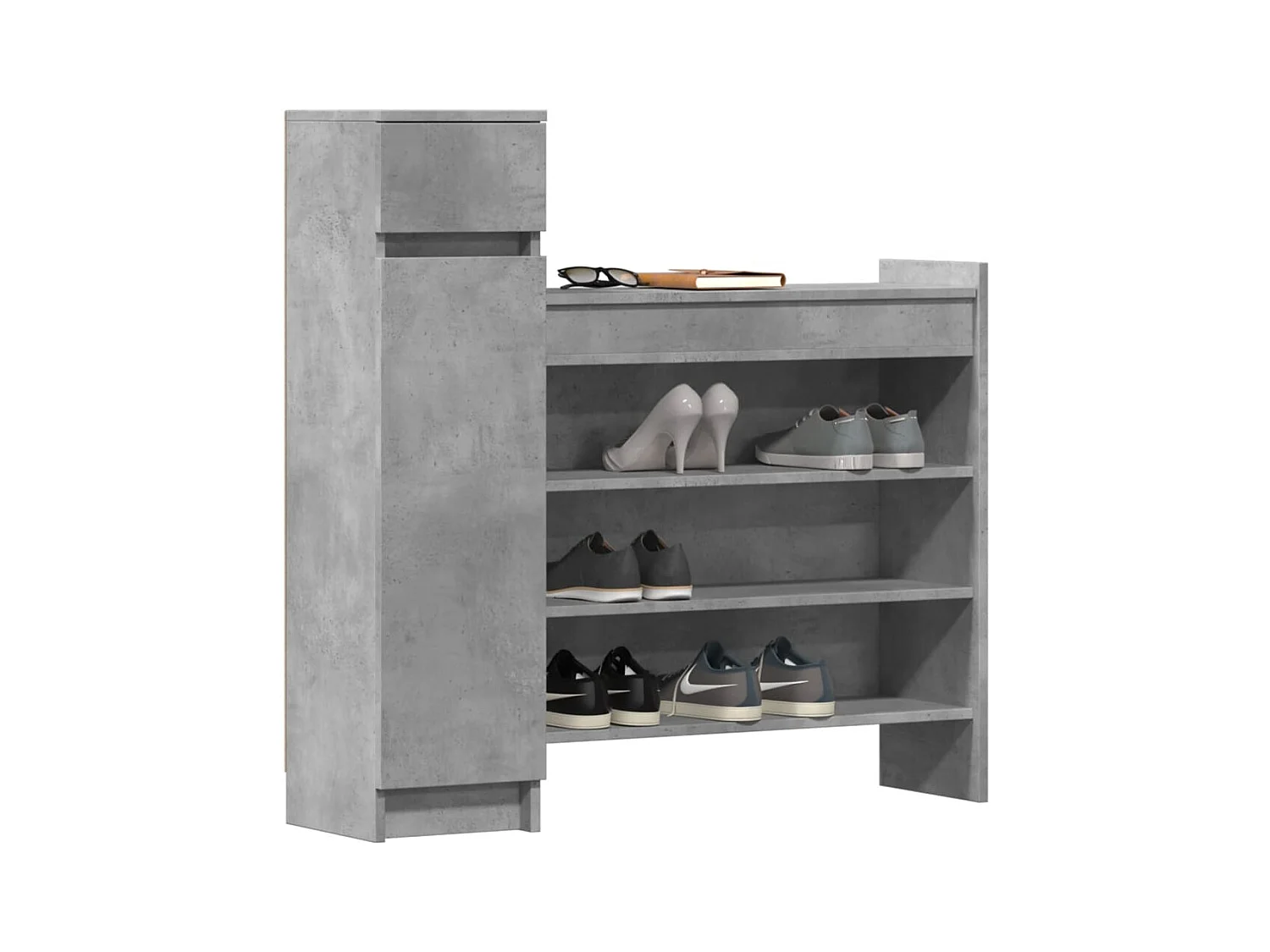 Armoire à chaussures gris béton bois d'ingénierie