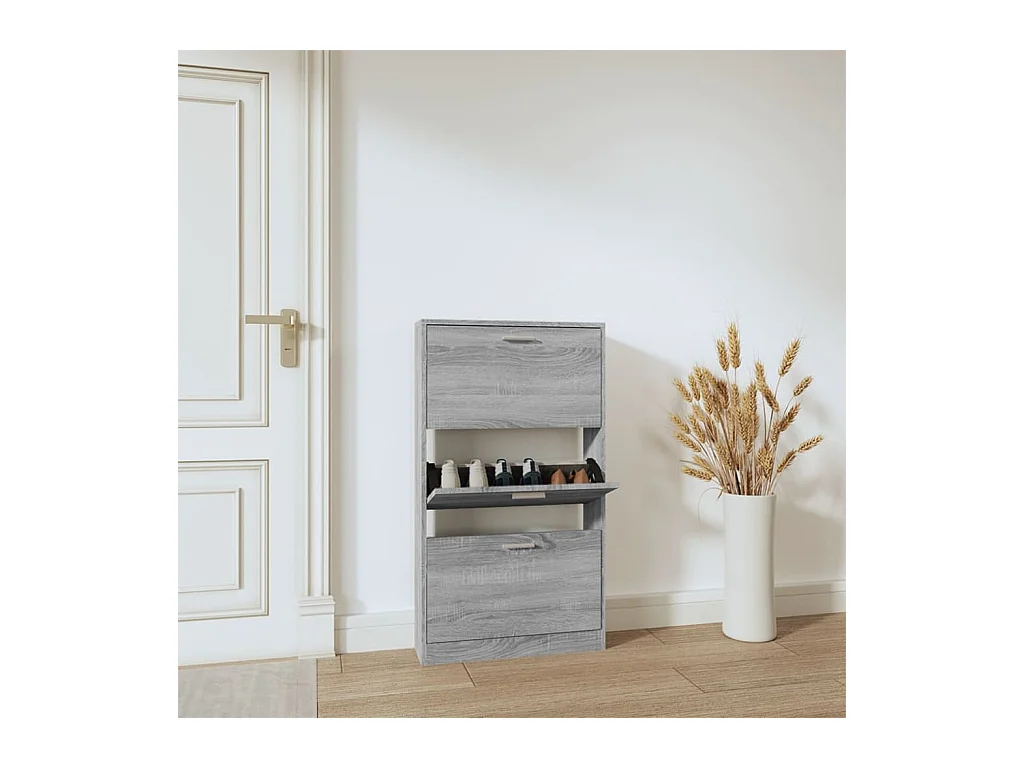 Armoire à chaussures Sonoma gris 59x17x108 cm Bois d'ingénierie