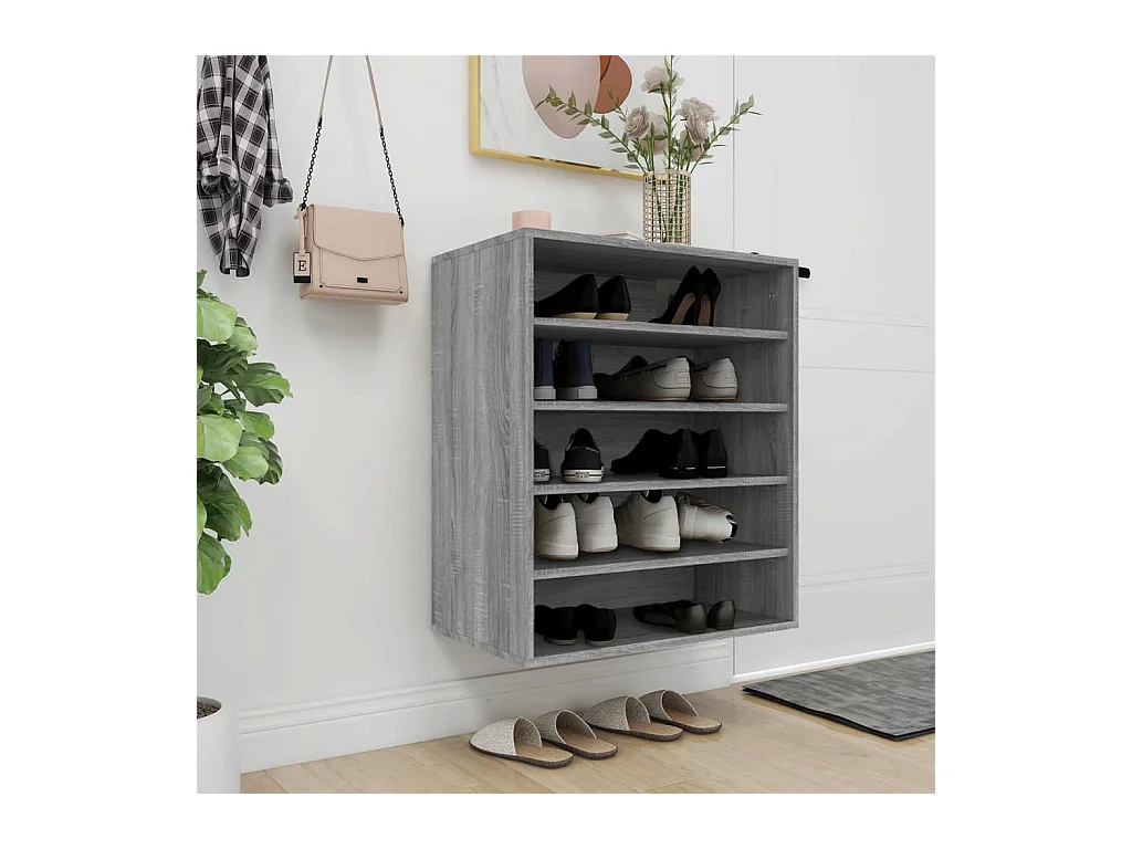 Sonoma grijze schoenenkast 60x35x70 cm Technisch hout