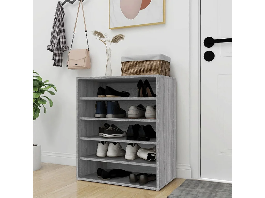 Sonoma grijze schoenenkast 60x35x70 cm Technisch hout