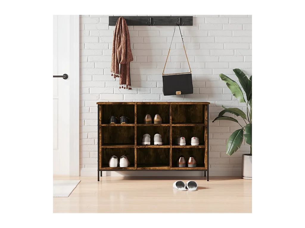 Armoire à chaussures chêne fumé 100x35x70 cm bois d'ingénierie
