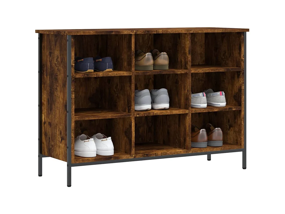 Armoire à chaussures chêne fumé 100x35x70 cm bois d'ingénierie