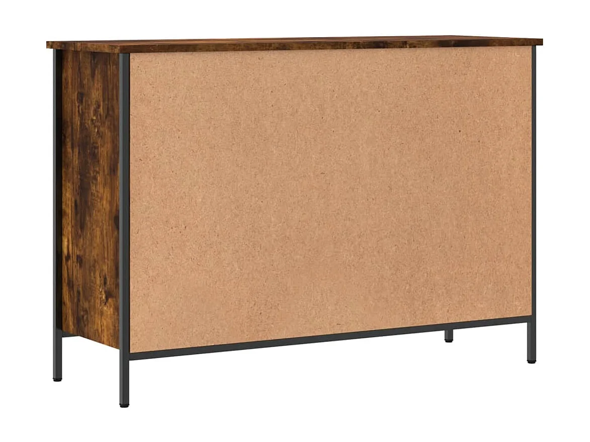 Armoire à chaussures chêne fumé 100x35x70 cm bois d'ingénierie