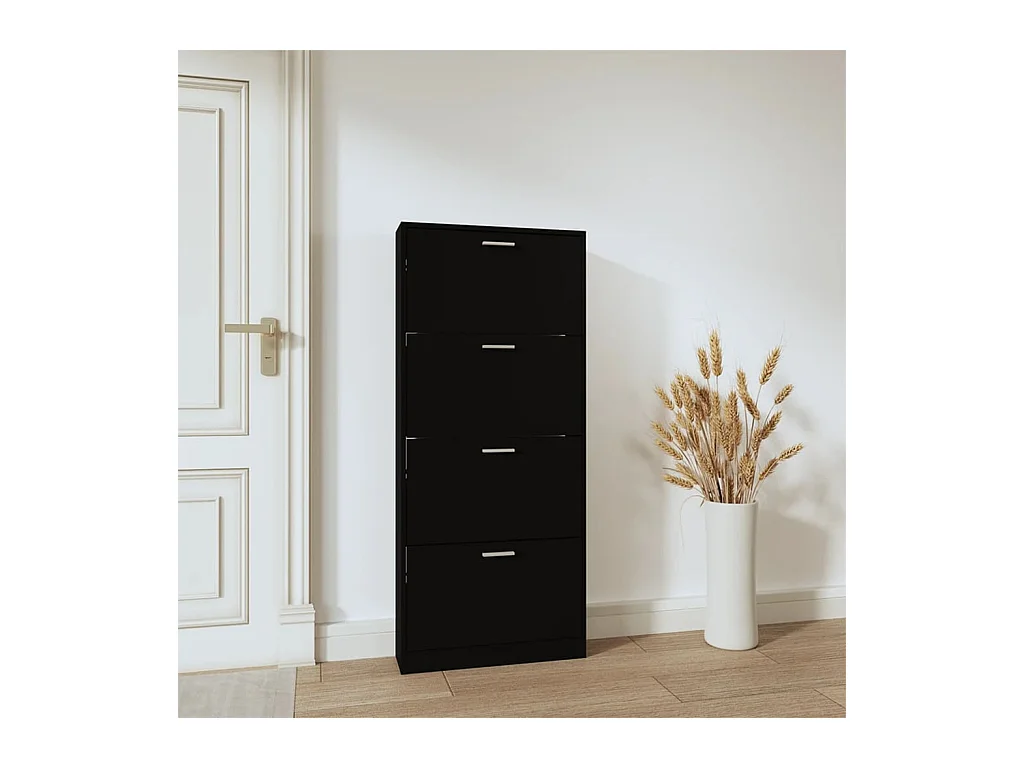 Zapatero negro 59x17x150 cm Madera contrachapada