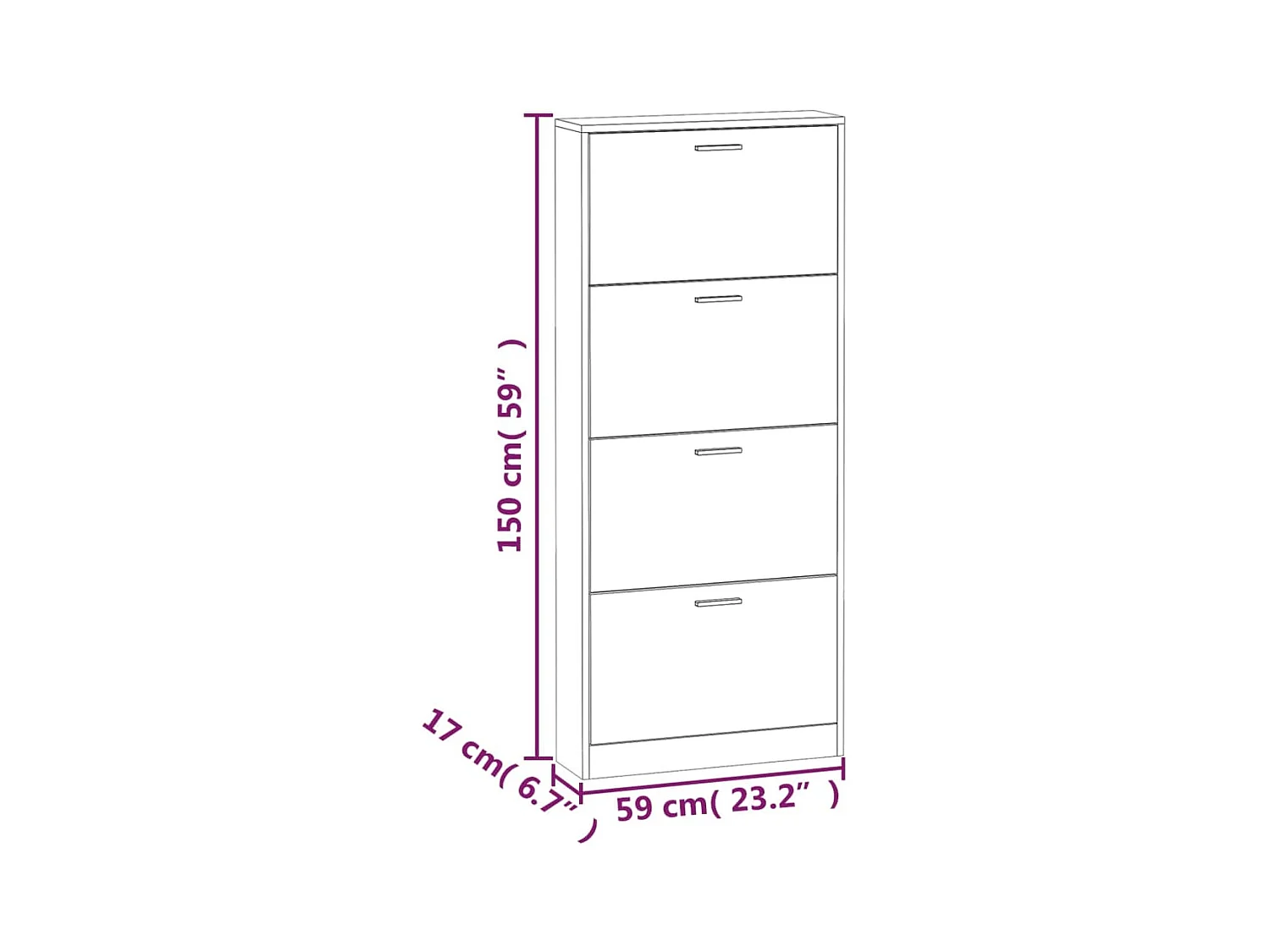 Zapatero negro 59x17x150 cm Madera contrachapada