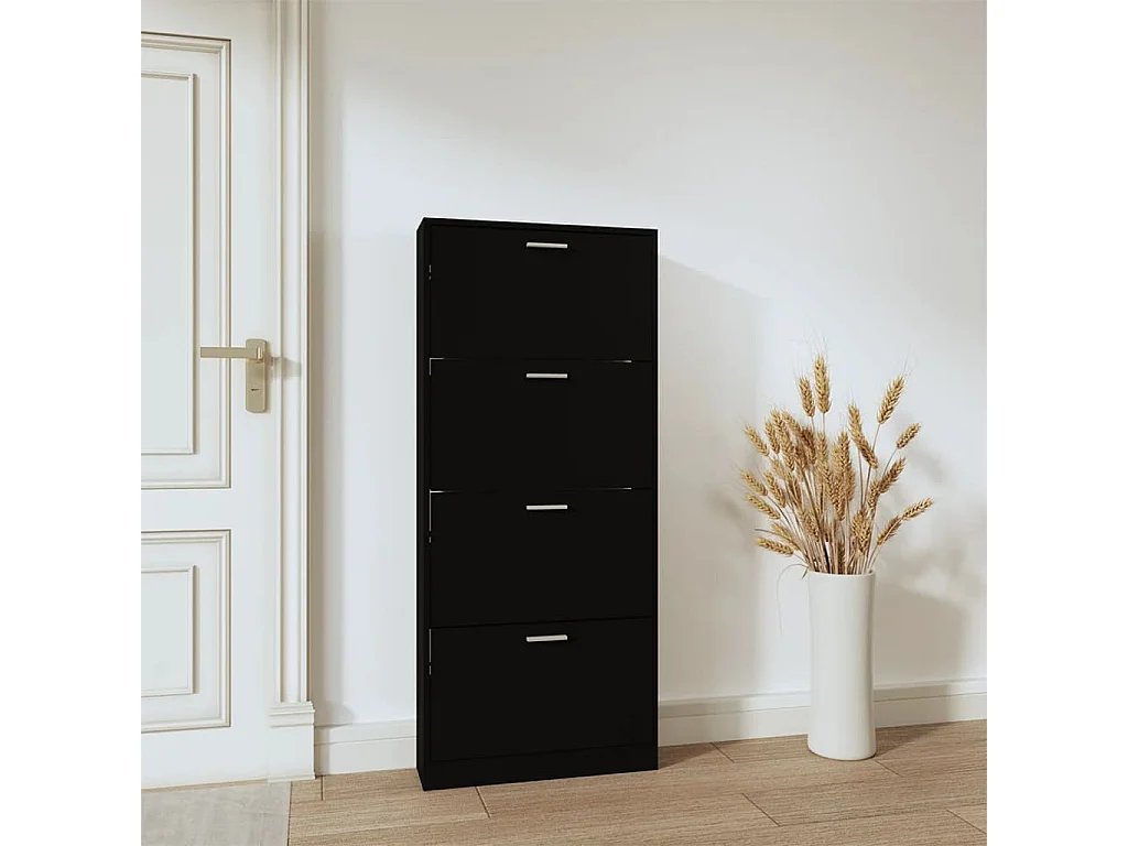 Zwarte schoenenkast 59x17x150 cm Technisch hout