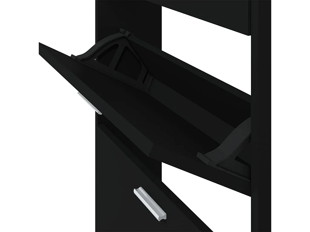 Zwarte schoenenkast 59x17x150 cm Technisch hout