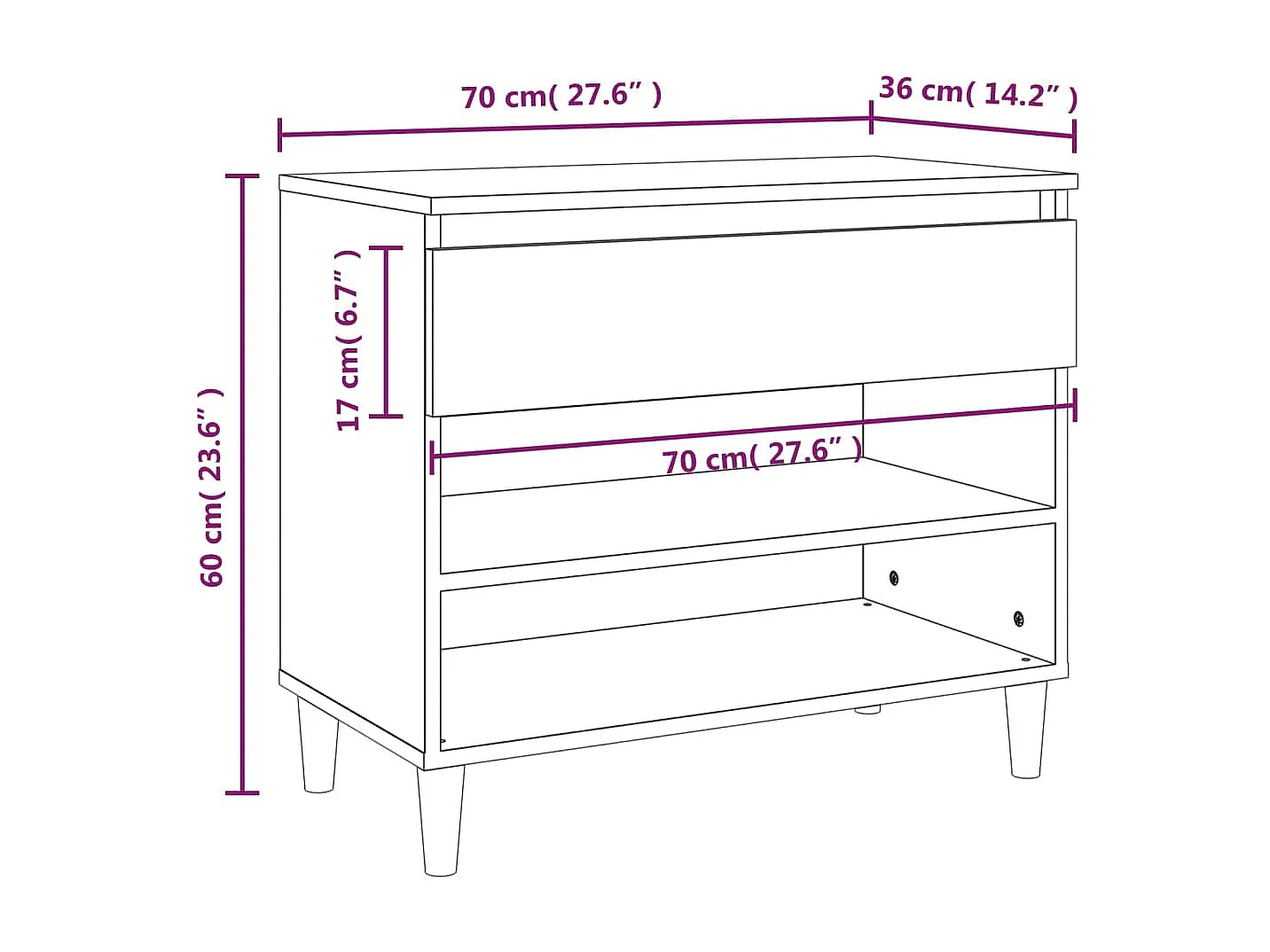 Zapatero Roble marrón 70x36x60 cm Madera de ingeniería