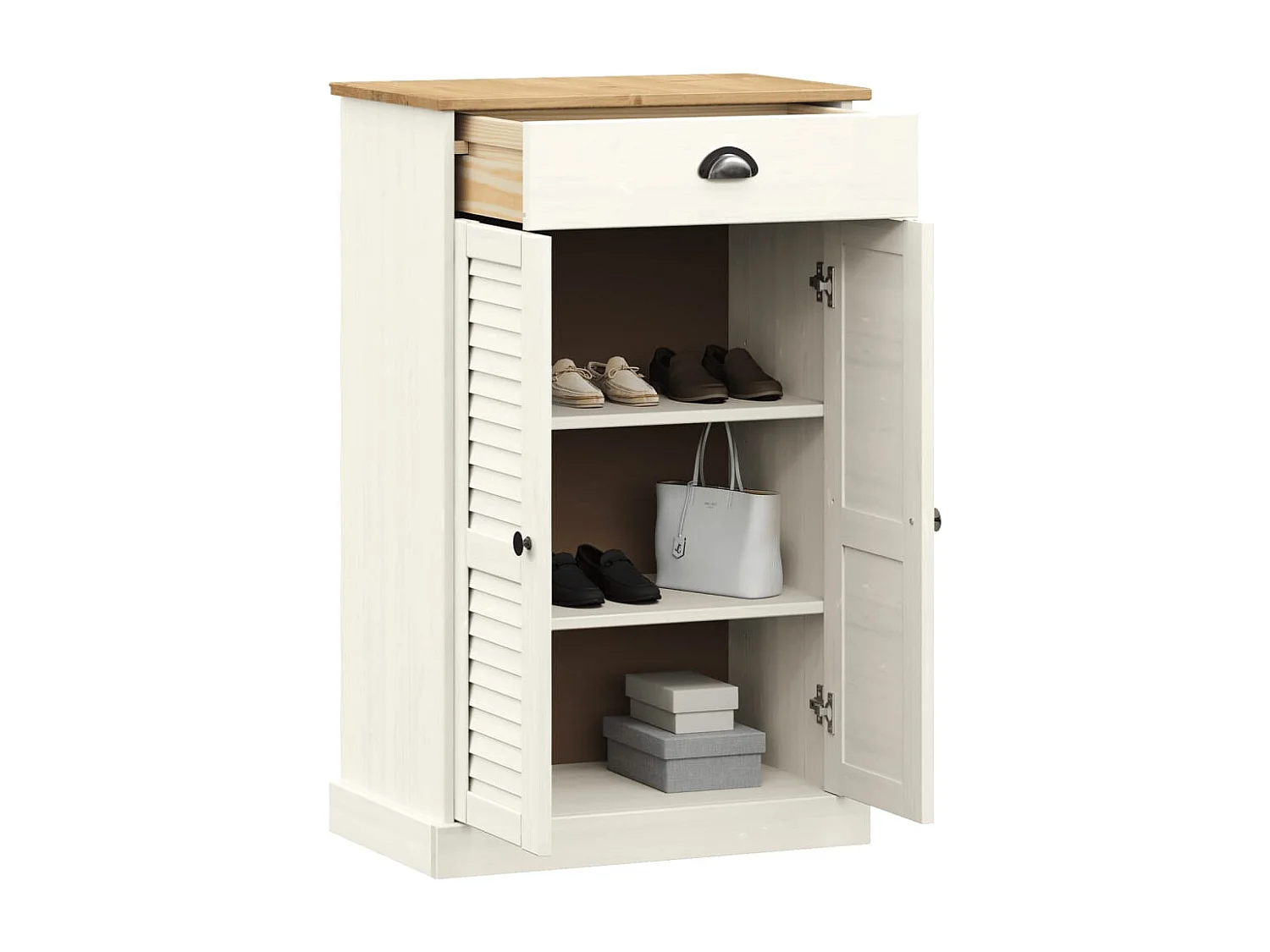 Armoire à chaussures blanc 60x35x96 cm bois massif de pin