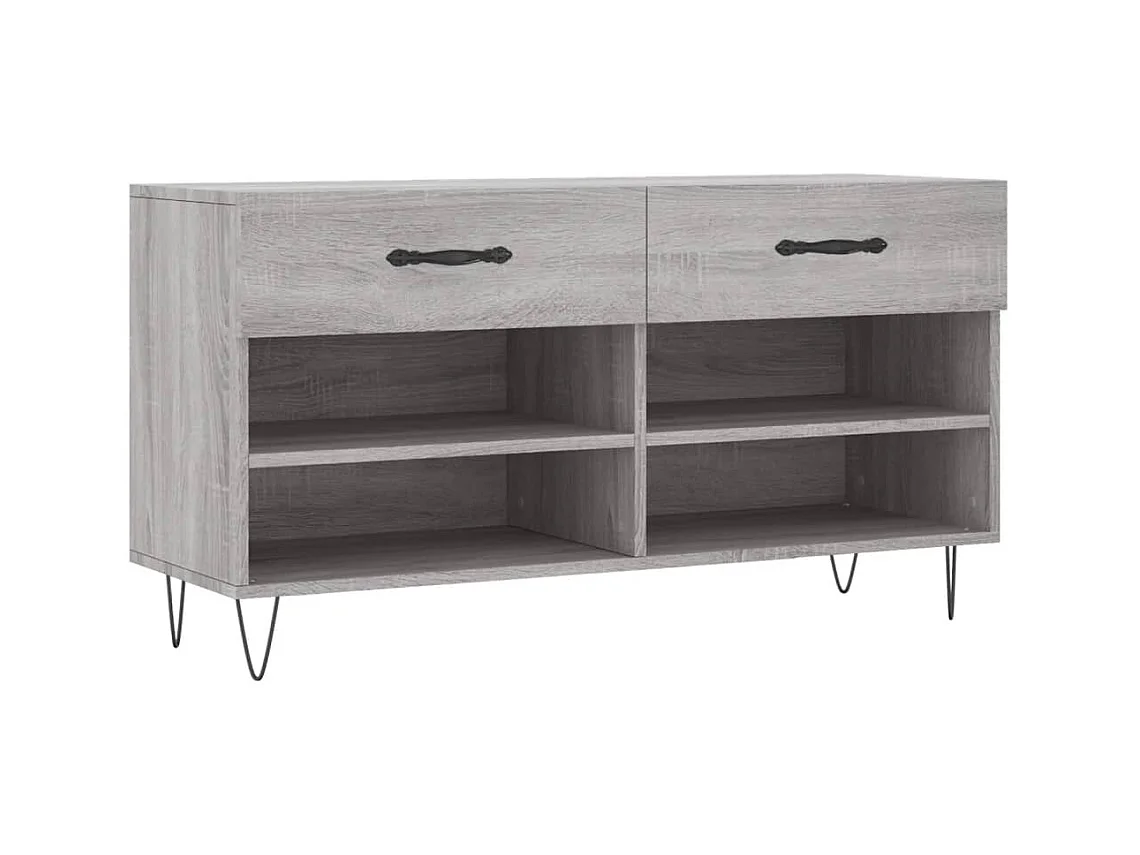 Panca portascarpe in legno ingegnerizzato grigio Sonoma 102x35x55 cm