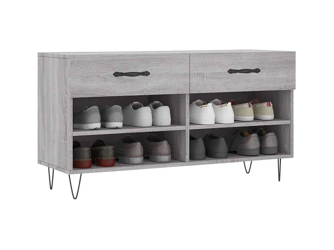 Panca portascarpe in legno ingegnerizzato grigio Sonoma 102x35x55 cm