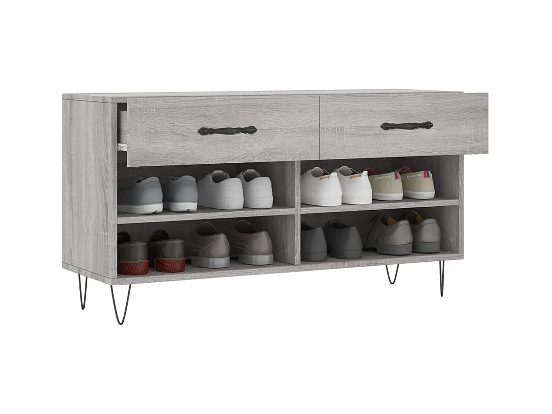 Panca portascarpe in legno ingegnerizzato grigio Sonoma 102x35x55 cm