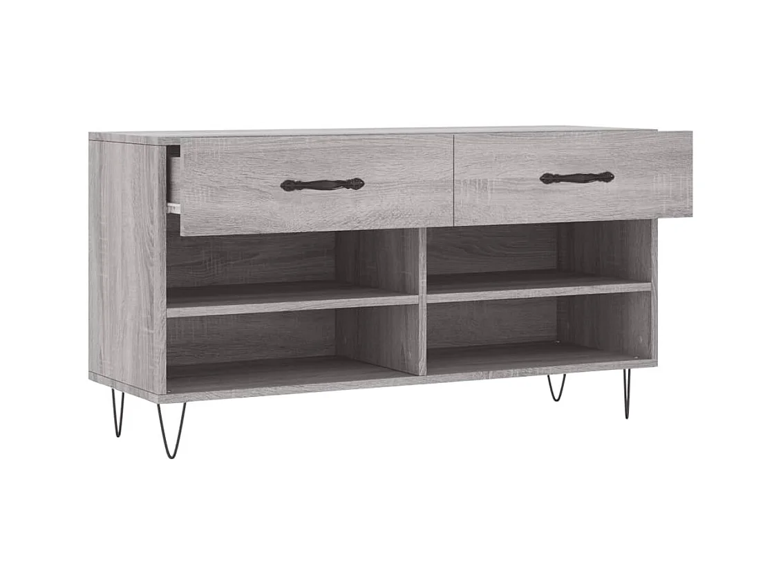 Panca portascarpe in legno ingegnerizzato grigio Sonoma 102x35x55 cm